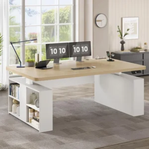 63" Executive Standing Desk With Storage, Executive Height Adjustable Desk With Power Outlets