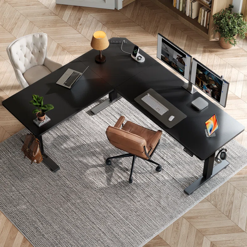 L-shaped Standing Desk – Adjustable Height Electric Desk With Memory Controller